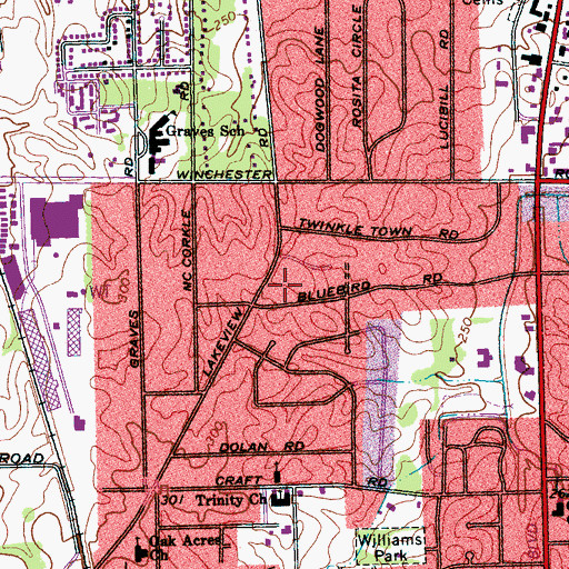 Topographic Map of Bellwin Shopping Center, TN