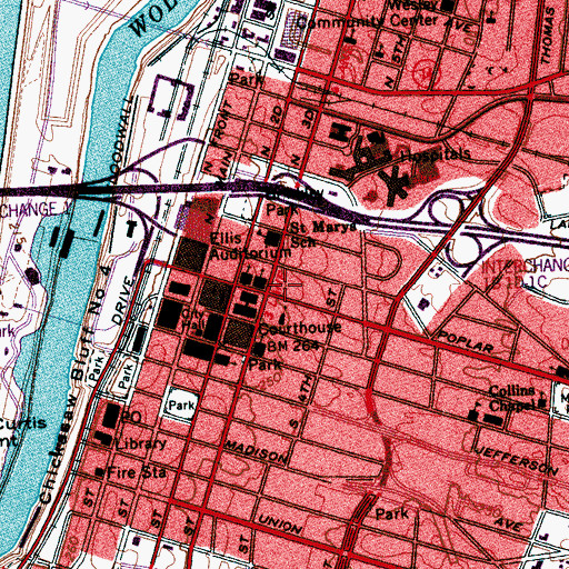 Topographic Map of Civic Center Plaza Shopping Center, TN