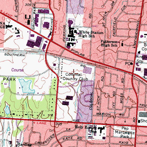Topographic Map of Colonial Shopping Center, TN