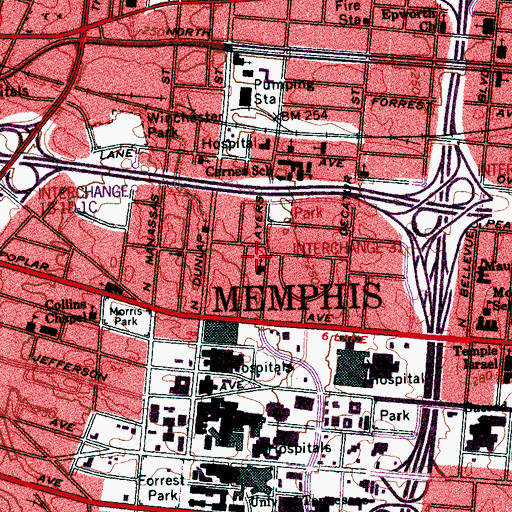 Topographic Map of Dixie Mall Shopping Center, TN