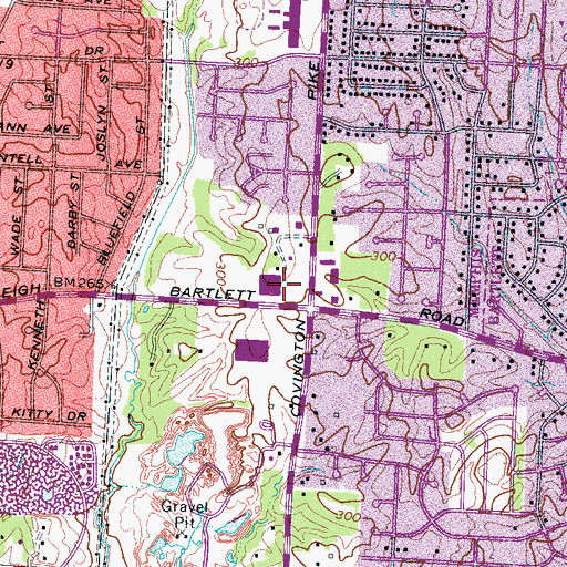 Topographic Map of Englishtown Shopping Center, TN