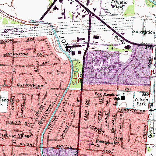 Topographic Map of Fox Meadow Square Shopping Center, TN