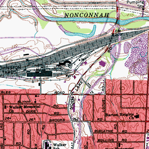 Topographic Map of Johnston Rail Yard, TN