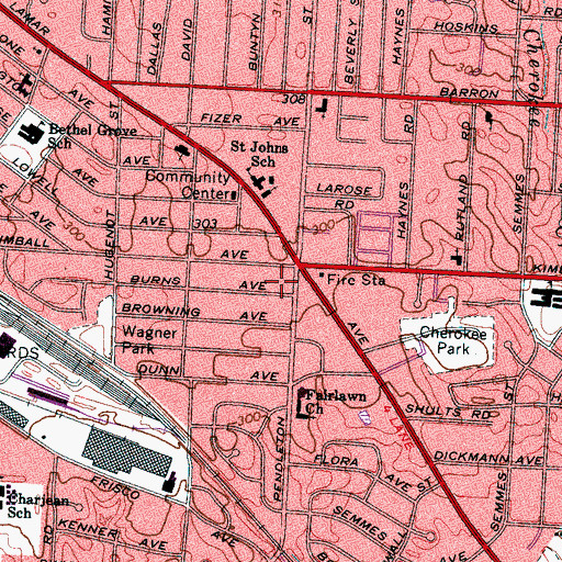 Topographic Map of Lamar Village Shopping Center, TN