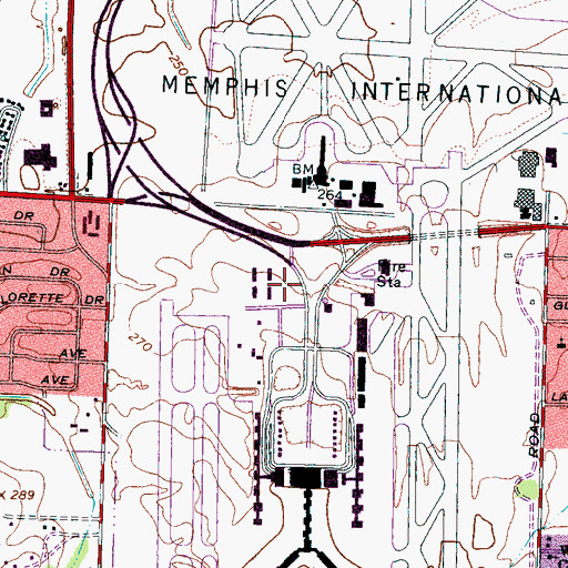 Topographic Map of Memphis-Shelby County Authority Wastewater Treatment Facility, TN