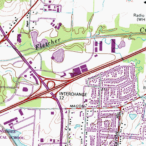 Topographic Map of New Macon Plaza Shopping Center, TN