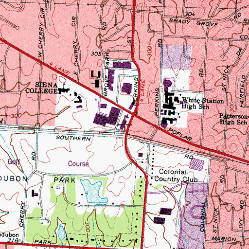 Topographic Map of Oak Court Mall Shopping Center, TN
