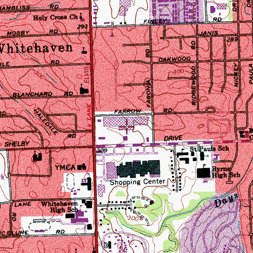 Topographic Map of South Brook Mall, TN