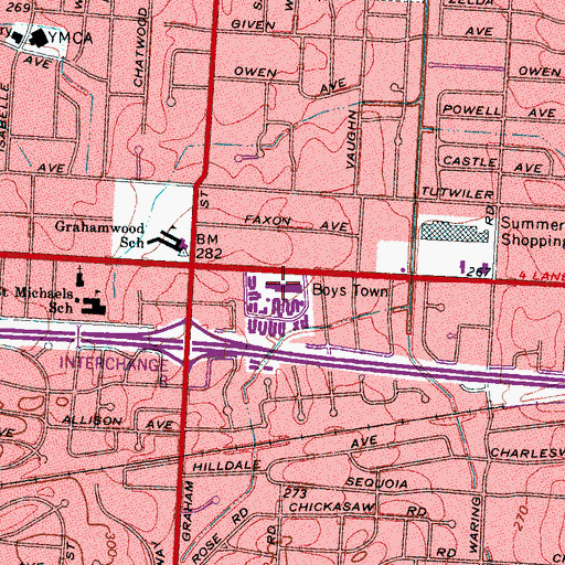 Topographic Map of Village 1776 Shopping Center, TN