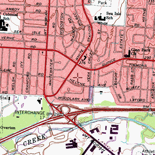 Topographic Map of Williamsburg Square Shopping Center, TN