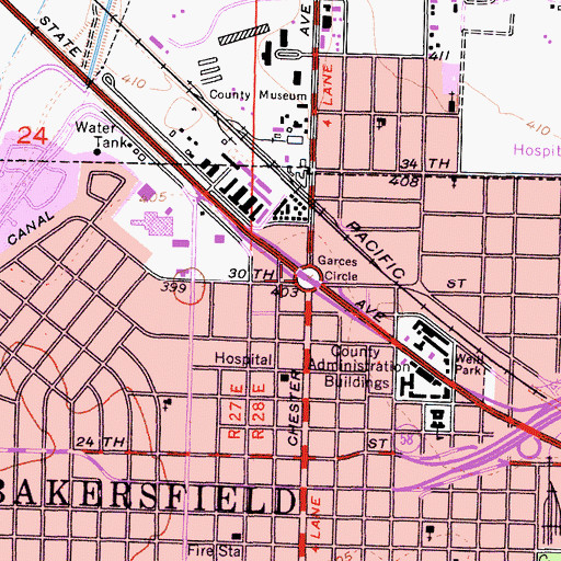 Topographic Map of Garces Circle, CA