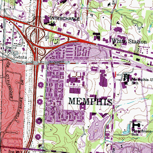 Topographic Map of Yorkshire Plaza Shopping Center, TN