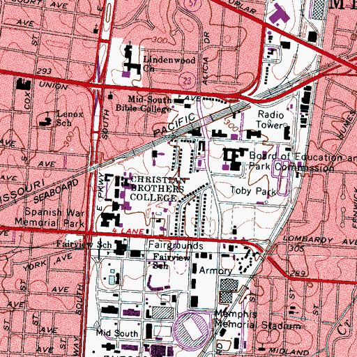 Topographic Map of Buc Baseball Field, TN