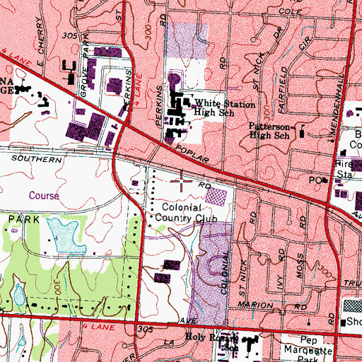Topographic Map of Colonial Post Office, TN