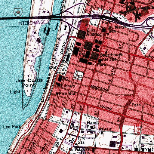 Topographic Map of Front Street Post Office, TN