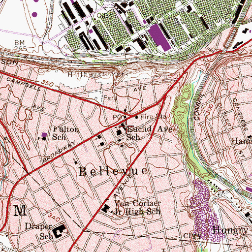Topographic Map of Bellevue Reformed Church, NY