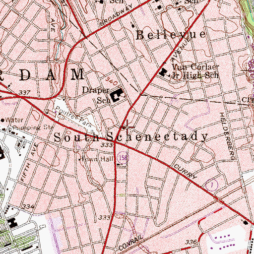 Topographic Map of Bellevue Gospel Church, NY