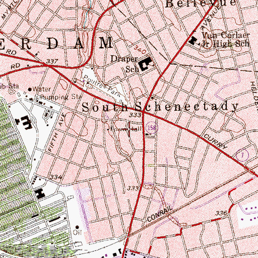Topographic Map of Rotterdam Town Hall, NY