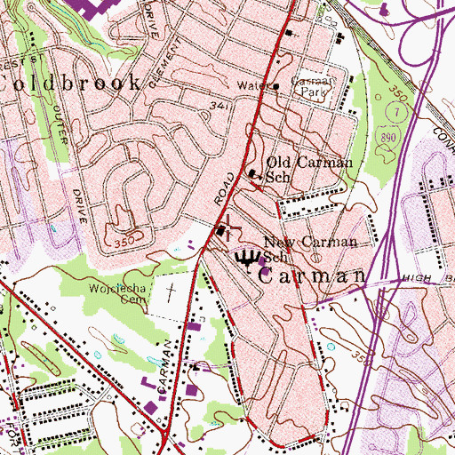Topographic Map of Our Saviour's Lutheran Church, NY