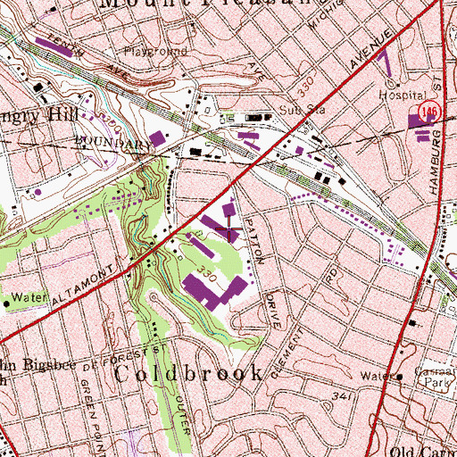 Topographic Map of Shoporama Shopping Center, NY