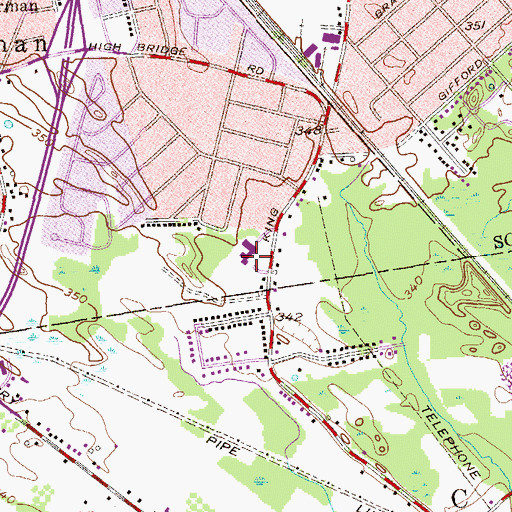 Topographic Map of Pinewood Elementary School, NY