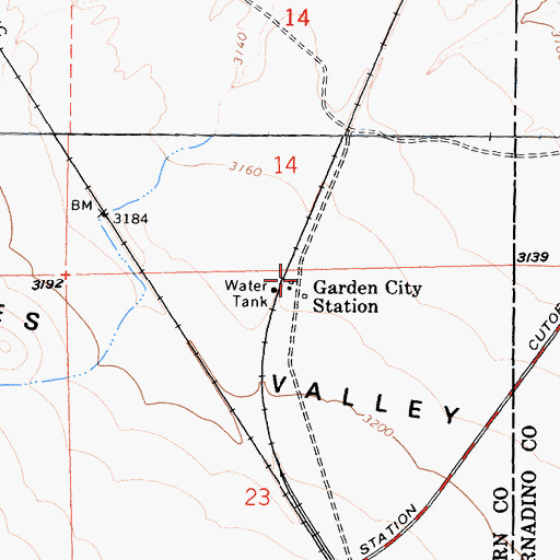 Topographic Map of Garden City Station, CA