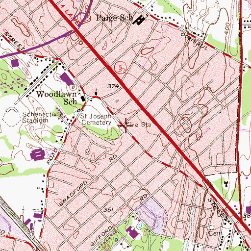 Topographic Map of Schenectady Fire Station Number 10, NY