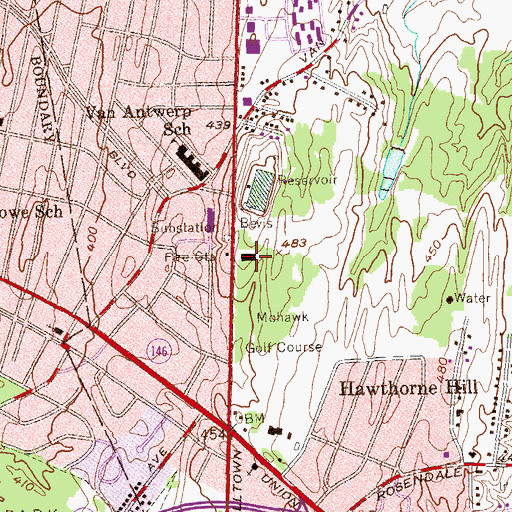 Topographic Map of Schenectady Curling Club, NY