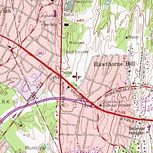Topographic Map of Mohawk Golf Club, NY