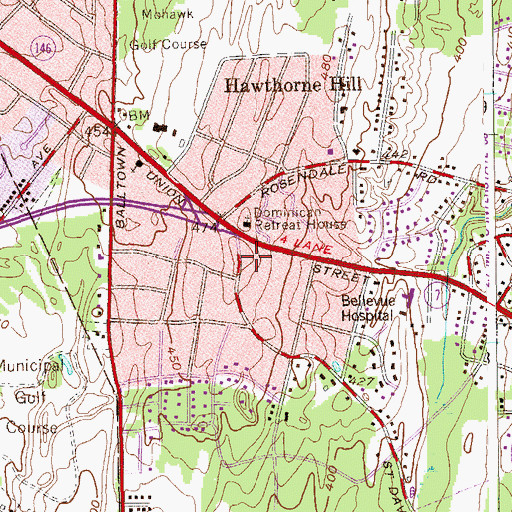 Topographic Map of First Baptist Church, NY