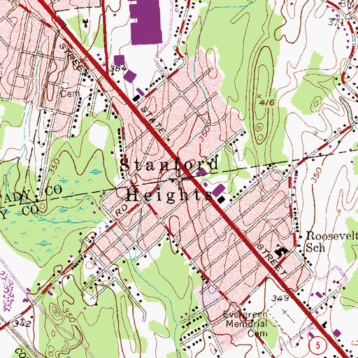 Topographic Map of Stanford Heights Baptist Church, NY