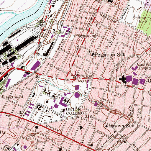 Topographic Map of Schenectady Fire Department Station 4, NY