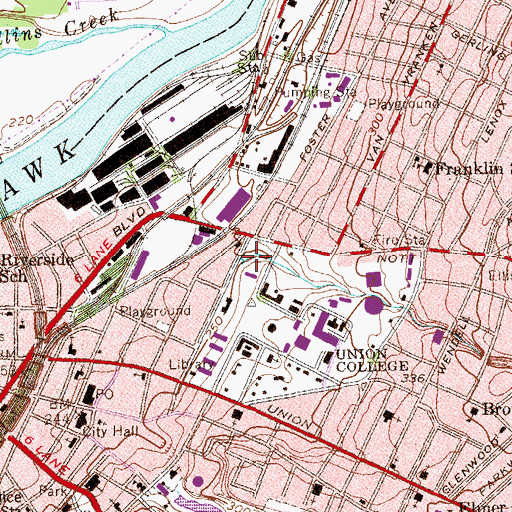 Topographic Map of College Creek, NY