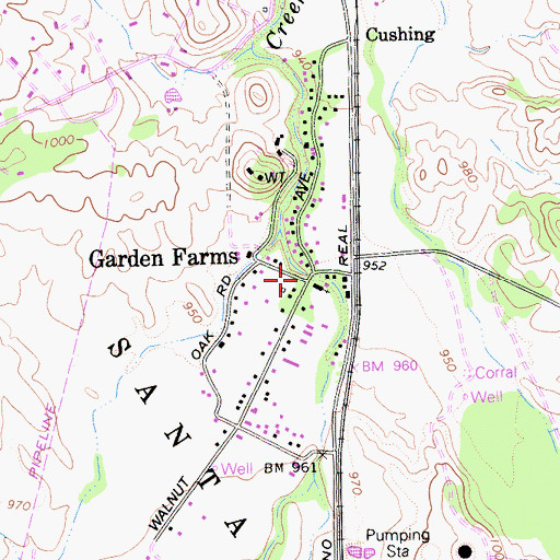 Topographic Map of Garden Farms, CA
