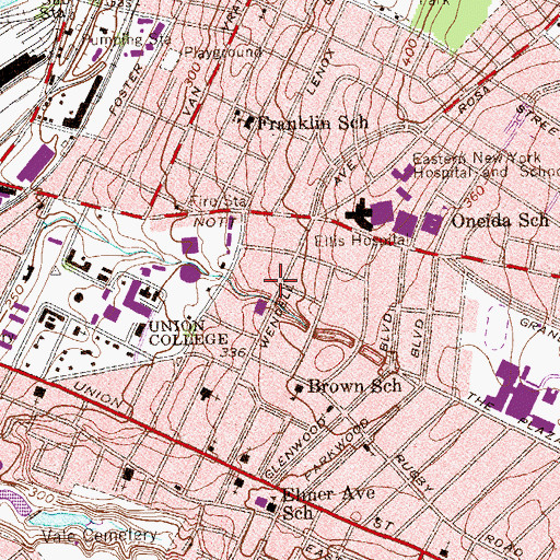 Topographic Map of Steinmetz Memorial Park, NY