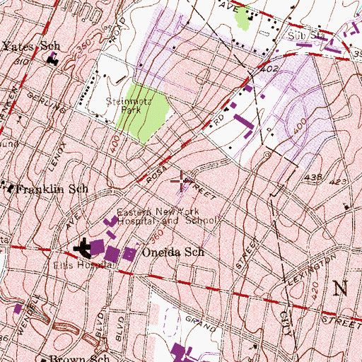 Topographic Map of Sheridan Plaza Shopping Center, NY