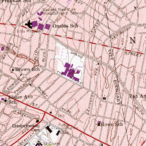 Topographic Map of Schenectady High School, NY