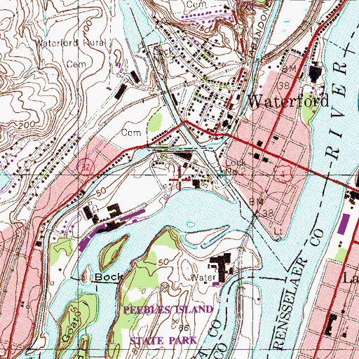 Topographic Map of Waterford Wastewater Treatment Plant, NY