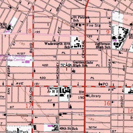 Topographic Map of Garden Gate High School, CA