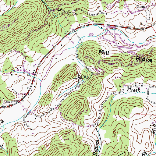 Topographic Map of Shook Cemetery, NC