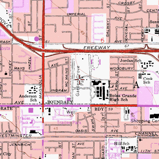 Topographic Map of Garden Grove Park, CA