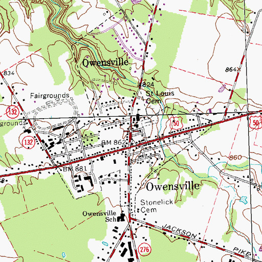 Topographic Map of Saint Louis Church, OH