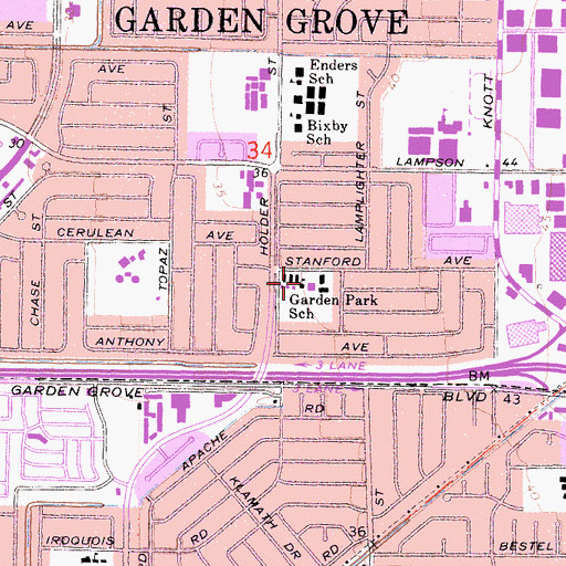 Topographic Map of Garden Park School, CA