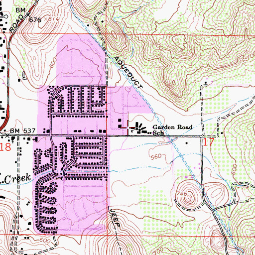Topographic Map of Garden Road Elementary School, CA