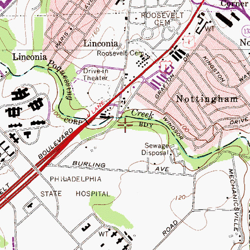 Topographic Map of Benjamin Rush State Park, PA
