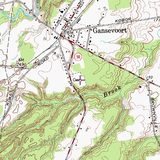 Topographic Map of Gansevoort Cemetery, NY