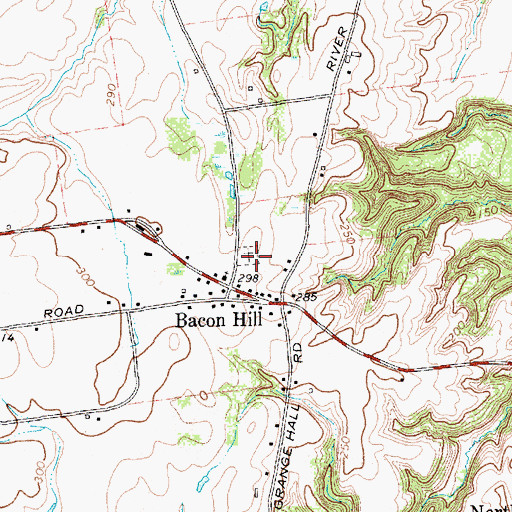 Topographic Map of Bacon Hill Cemetery, NY