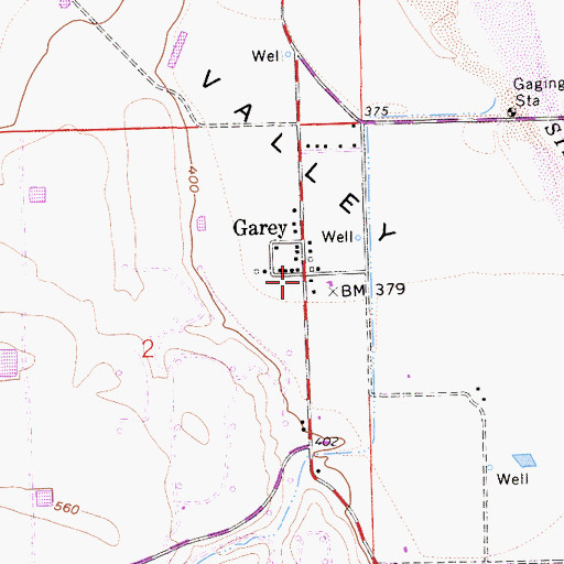 Topographic Map of Garey, CA