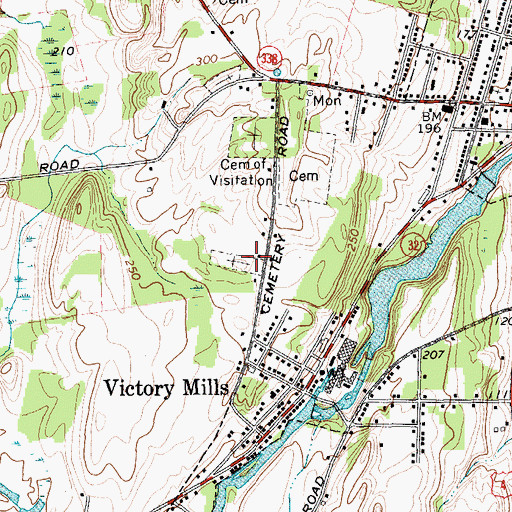 Topographic Map of Victory Cemetery, NY