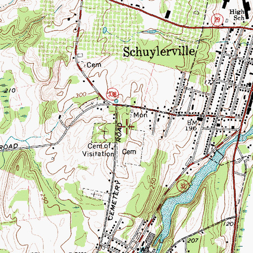 Topographic Map of Prospect Hill Cemetery, NY